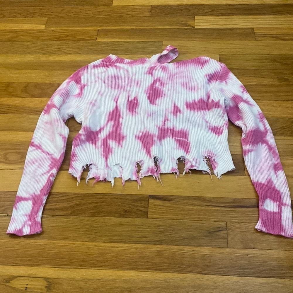 Balboa Girl’s Pink And White Tie Dye Sweater Size S/M